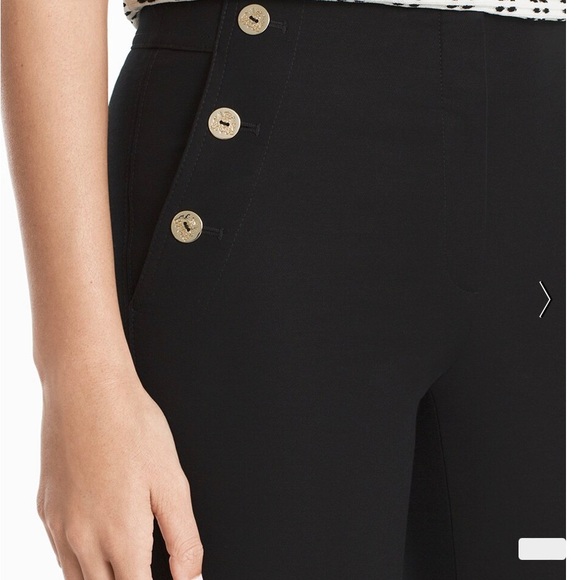 White House Black Market The Flare Black Pant with Gold Button size OS - Picture 2 of 7